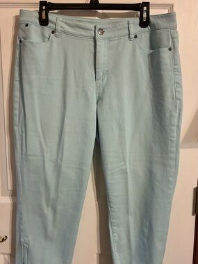 Talbots Light Aqua Curvy Crop Capris with zipper ankles